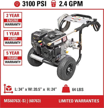 Load image into Gallery viewer, MegaShot 3100 PSI Gas Pressure Washer, Kohler Engine, Spray Gun Included