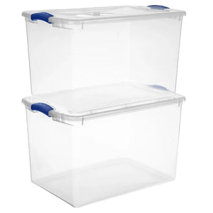 Stadium Blue 66 Quart Latch Box Plastic Set of 6 - Storage Organization