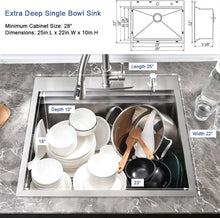 Load image into Gallery viewer, Stainless Steel Kitchen Sink 25 Inch Drop-In Workstation, Double Ledges