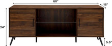 Load image into Gallery viewer, Mid Century Modern Glass Shelf TV Stand for TVs up to 65 Inches, 60 Inch, Walnut