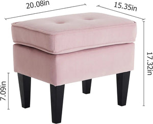 Tufted Pink Velvet Accent Chair w/ Ottoman - Comfy Single Sofa for Living Room, Office