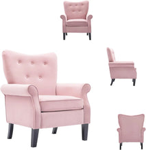 Load image into Gallery viewer, Tufted Pink Velvet Accent Chair w/ Ottoman - Comfy Single Sofa for Living Room, Office