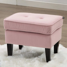 Load image into Gallery viewer, Tufted Pink Velvet Accent Chair w/ Ottoman - Comfy Single Sofa for Living Room, Office