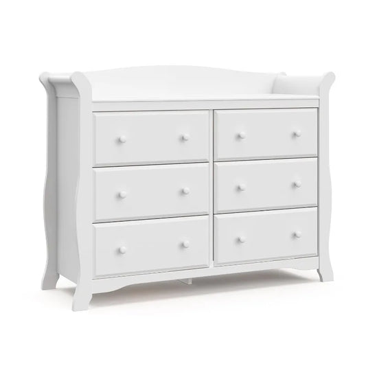 Spacious 6-Drawer White Dresser - Ideal Kids Bedroom Chest of Drawers