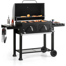 Load image into Gallery viewer, &quot;Large BBQ Grill with Dual-Zone Adjustable Charcoal Tray &amp; 2 Foldable Side Tables