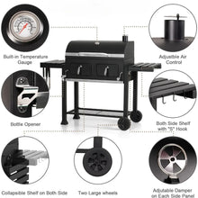 Load image into Gallery viewer, &quot;Large BBQ Grill with Dual-Zone Adjustable Charcoal Tray &amp; 2 Foldable Side Tables