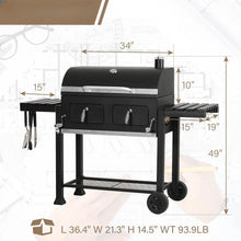 Load image into Gallery viewer, &quot;Large BBQ Grill with Dual-Zone Adjustable Charcoal Tray &amp; 2 Foldable Side Tables