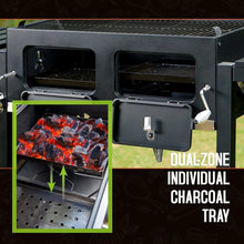 Load image into Gallery viewer, &quot;Large BBQ Grill with Dual-Zone Adjustable Charcoal Tray &amp; 2 Foldable Side Tables