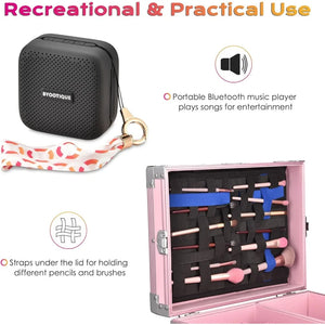 Portable Manicure Nail Table: Foldable Makeup Train Case, Desk Cosmetic Trolley, Travel Storage