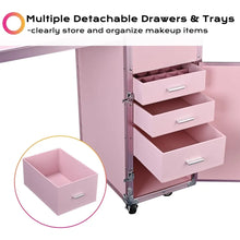 Load image into Gallery viewer, Portable Manicure Nail Table: Foldable Makeup Train Case, Desk Cosmetic Trolley, Travel Storage