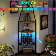 Load image into Gallery viewer, &quot;LED Floor Standing Bar Cabinet - 5-Tier Corner Rack, Wine Storage &amp; Glass Holder