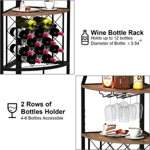 "LED Floor Standing Bar Cabinet - 5-Tier Corner Rack, Wine Storage & Glass Holder