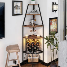 Load image into Gallery viewer, &quot;LED Floor Standing Bar Cabinet - 5-Tier Corner Rack, Wine Storage &amp; Glass Holder