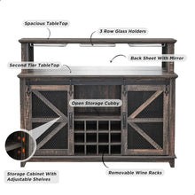 Load image into Gallery viewer, Bar Cabinet with LED Lights &amp; Sliding Barn Door Rack - Home Liquor Display