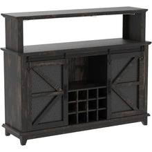 Load image into Gallery viewer, Bar Cabinet with LED Lights &amp; Sliding Barn Door Rack - Home Liquor Display