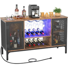 Load image into Gallery viewer, Premium Wine Bar Cabinet - Illuminated Storage &amp; Shelving for Bars &amp; Displays