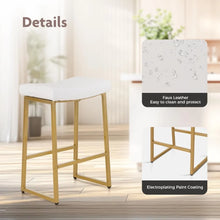 Load image into Gallery viewer, &quot;Set of 4 Modern PU Leather Bar Stools with Tufted Back &amp; Metal Legs - Kitchen &amp; Dining