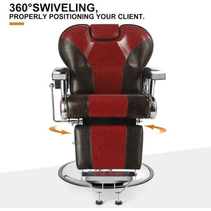 "Heavy Duty Barber Chair – Hydraulic Reclining Salon Styling Chair, Shampoo Ready