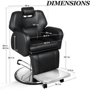 "Heavy Duty Reclining Barber Chair – Multifunctional Hydraulic Salon Chair