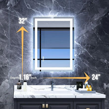 Load image into Gallery viewer, Oversized Bathroom Mirror - 24&quot; x 32&quot; LED Vanity Mirror, Shatter-Proof, Anti-Fog