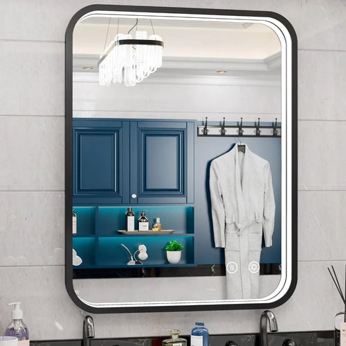 Oversized Bathroom Vanity Mirror - 28x36 inch LED Mirror with Lights, Anti-Fog, Dimmable