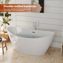 Load image into Gallery viewer, &quot;59-Inch Freestanding Acrylic Bathtub – Deep Soaking Spa Tub with Overflow Drain