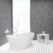 Load image into Gallery viewer, &quot;59-Inch Freestanding Acrylic Bathtub – Deep Soaking Spa Tub with Overflow Drain