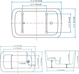 Freestanding Tub - 47", Chrome Drain, Slotted Overflow, CUPC Certified