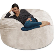 Load image into Gallery viewer, 5 Ft Memory Foam Bean Bag Chair | Folds Into Recliner w/ Soft Faux Fur Cover