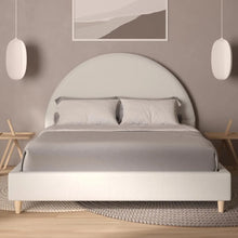 Load image into Gallery viewer, &quot;Queen Bed Frame with Arched Headboard &amp; Soft Fabric Upholstery - Boho Platform