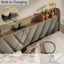 Load image into Gallery viewer, &quot;Queen Bed Frame with Headboard &amp; Storage Drawers, USB Charging, No Box Spring