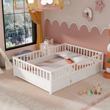 Load image into Gallery viewer, Montessori Wooden Children&#39;s Floor Bed with Integral High Security Barrier