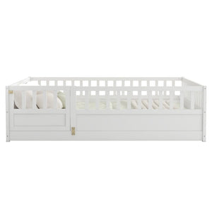 Montessori Wooden Children's Floor Bed with Integral High Security Barrier