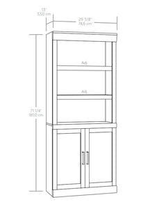 5 Shelf Bookcase with Doors - Dark Oak Finish, Elegant Storage for Home Décor