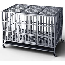 Load image into Gallery viewer, Heavy Duty Stainless Steel Dog Cage, Foldable, Lockable Wheels, Tray, Indoor