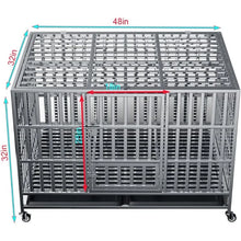 Load image into Gallery viewer, Heavy Duty Stainless Steel Dog Cage, Foldable, Lockable Wheels, Tray, Indoor