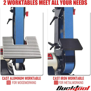 Upgraded 2" Belt Sander & 6" Bench Grinder - Knife Sharpener, Large Work Table