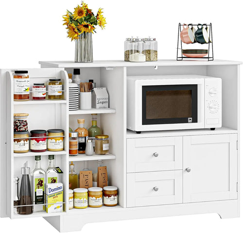 Multifunctional Kitchen Buffet Cabinet - Storage with Drawers, Adjustable Shelves, Microwave Stand