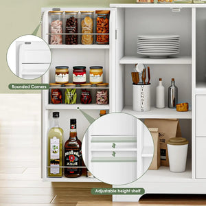 Multifunctional Kitchen Buffet Cabinet - Storage with Drawers, Adjustable Shelves, Microwave Stand