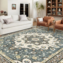 Load image into Gallery viewer, &quot;Soft 9x12 Waterproof Floral Distressed Rug - Stain-Resistant Carpet for Living Room