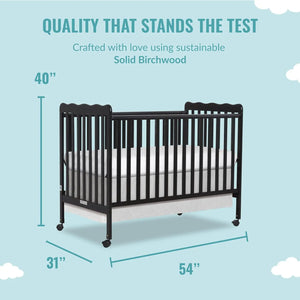 Versatile Black 3-in-1 Convertible Crib - Infant Crib, Toddler Bed, Daybed