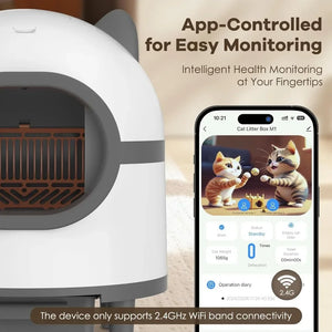 Intelligent Litter Box - Self Cleaning, App Control, Odor Removal, Safe for Multiple Cats