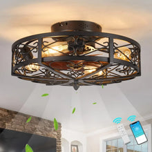 Load image into Gallery viewer, Farmhouse 20&quot; Flush Mount Ceiling Fan, Bladeless Low Profile with Light &amp; Remote