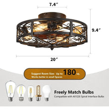 Load image into Gallery viewer, Farmhouse 20&quot; Flush Mount Ceiling Fan, Bladeless Low Profile with Light &amp; Remote