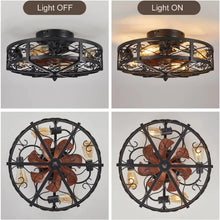 Load image into Gallery viewer, Farmhouse 20&quot; Flush Mount Ceiling Fan, Bladeless Low Profile with Light &amp; Remote