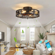 Load image into Gallery viewer, Farmhouse 20&quot; Flush Mount Ceiling Fan, Bladeless Low Profile with Light &amp; Remote