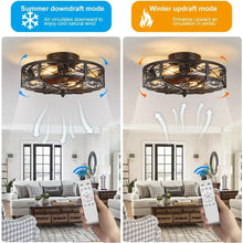 Load image into Gallery viewer, Farmhouse 20&quot; Flush Mount Ceiling Fan, Bladeless Low Profile with Light &amp; Remote