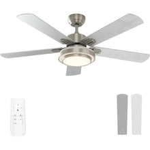 Load image into Gallery viewer, 52&quot; Brushed Nickel Ceiling Fan - Remote Control, Dimmable LED Lights