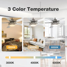 Load image into Gallery viewer, 52&quot; Brushed Nickel Ceiling Fan - Remote Control, Dimmable LED Lights