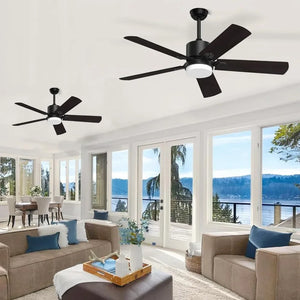 52" Ceiling Fan with 6-Speed Reversible DC Motor - Adjustable Light, 5 Blades